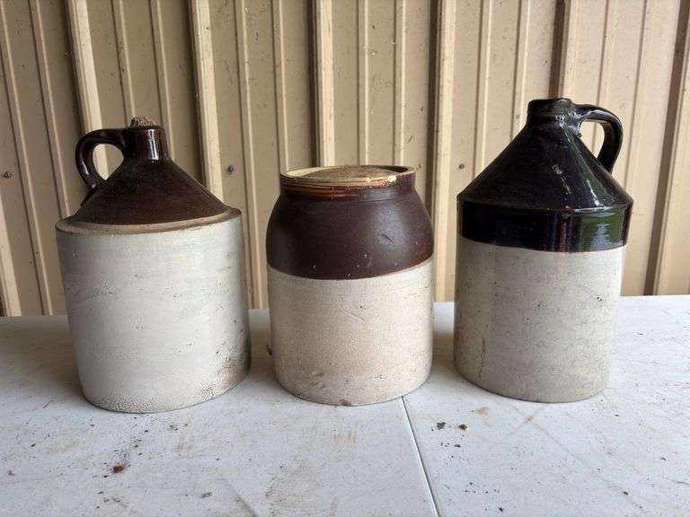 (2) Crock Jugs and (1) Pot image