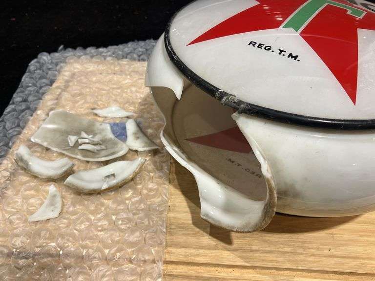 White Outlined Texaco Glass Gas Globe