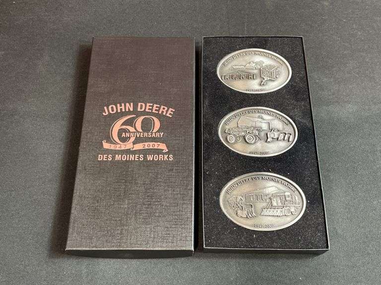 John Deere Des Moines Works 60th Anniversary Belt Buckles NIB image