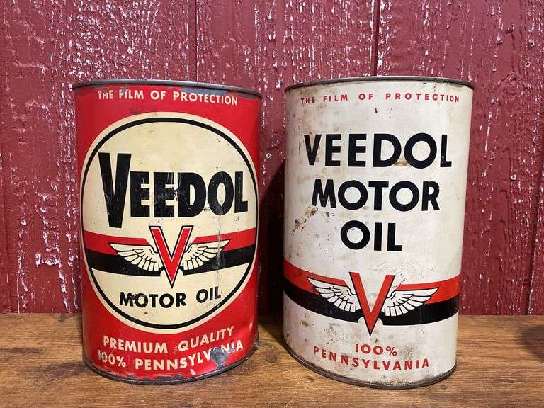 (4) Veedol Oil Cans