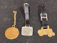 (6) John Deere Watch Fobs, Key Chains, Pin
