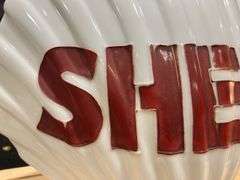 Clamshell - Shape. Shell Oil Glass Fuel Pump Globe
