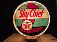 Narrow Body Texaco "Sky Cheif" Glass Pump Globe