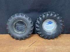 (2) Firestone + Good Year Tractor Tire Ashtrays