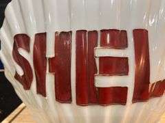 Clamshell - Shape. Shell Oil Glass Fuel Pump Globe