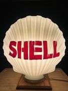 Clamshell - Shape. Shell Oil Glass Fuel Pump Globe