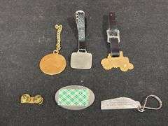 (6) John Deere Watch Fobs, Key Chains, Pin