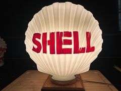 Clamshell - Shape. Shell Oil Glass Fuel Pump Globe
