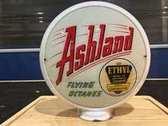 Narrow Glass Body Ashland "Flying Octanes" Fuel Pump Globe