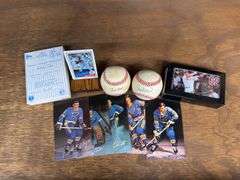Autographed Stan Musial & Jack Buck Baseballs, Kirby Puckett Porcelain Card, & Mark Mcgwire Tin
