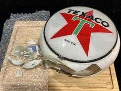 White Outlined Texaco Glass Gas Globe