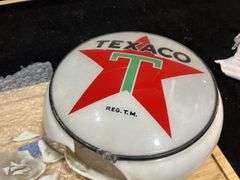 White Outlined Texaco Glass Gas Globe