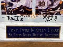 St. Louis Blues “Bruise Brothers” Tony Twist & Kelly Chase Autographed Photo on Wood Plaque