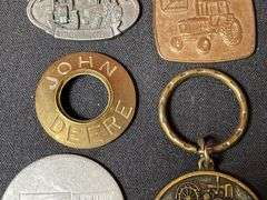 (8) John Deere Coins, Watch Fob, Key Chains