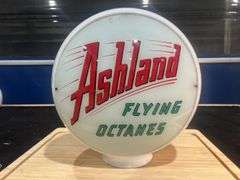Ashland Flying Octanes Glass Gas Globe