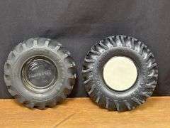 (2) Firestone + Good Year Tractor Tire Ashtrays