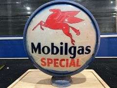 Double Faced Mobilgas Special Metal Gas Globe