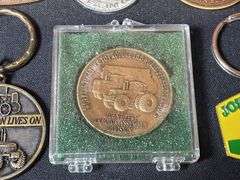 (8) John Deere Coins, Watch Fob, Key Chains