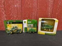 (3) 1/64 John Deere Tractors + Combines NIB Ertl