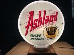 Narrow Glass Body Ashland "Flying Octanes" Fuel Pump Globe