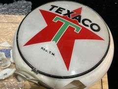 White Outlined Texaco Glass Gas Globe