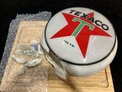 White Outlined Texaco Glass Gas Globe