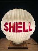 Clamshell - Shape. Shell Oil Glass Fuel Pump Globe