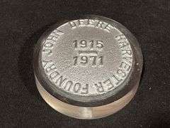 (3) John Deere Clock, Dish,  Paperweight