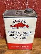 (4) Mobiloil Cans + Crate Lid