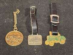 (6) John Deere Watch Fobs, Key Chains, Pin