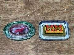 (2) MM + Ford Glass Paperweights