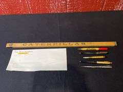 (7) Caterpillar Pens, Pencils, Yardstick, Envelope