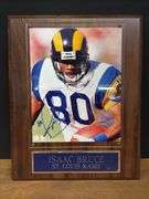Isaac Bruce Autographed Photo on Wood Plaque