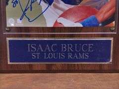 Isaac Bruce Autographed Photo on Wood Plaque