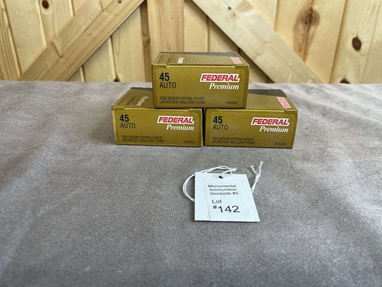 3 Boxes Federal Premium Hydra-Shok 230 Gr. JHP .45 Auto