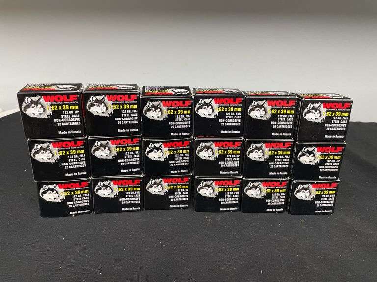 (18)-Boxes (359 Rounds) Wolf 7.62 x 39 MM