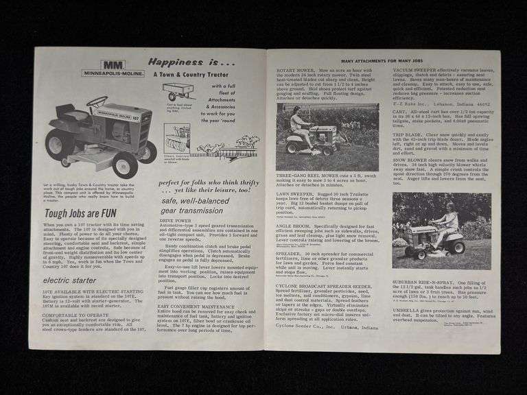 1968 Minneapolis-Moline Town and Country 7HP Tractor Sales Brochure