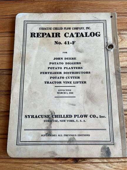 1945 John Deere Syracuse Chilled Plow Repair Catalog