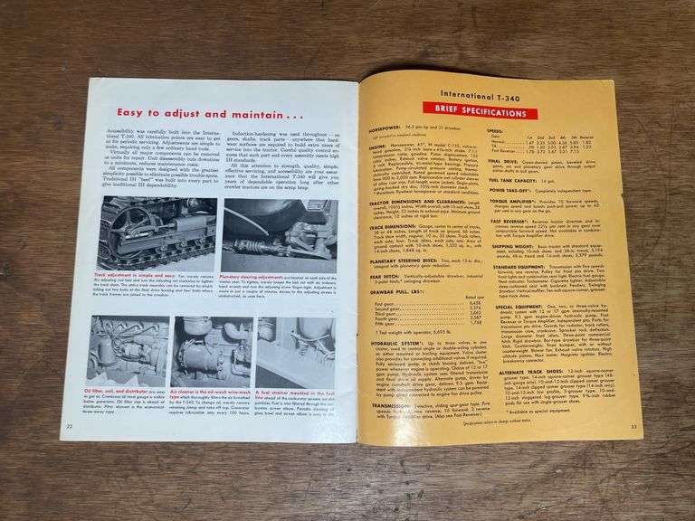 (2) IH T-340 Crawler Sales Literature