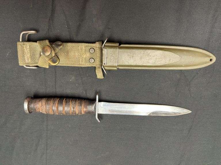 Chromed US Blade Marked Utica M3 Trench Knife w/M8 Scabbard image
