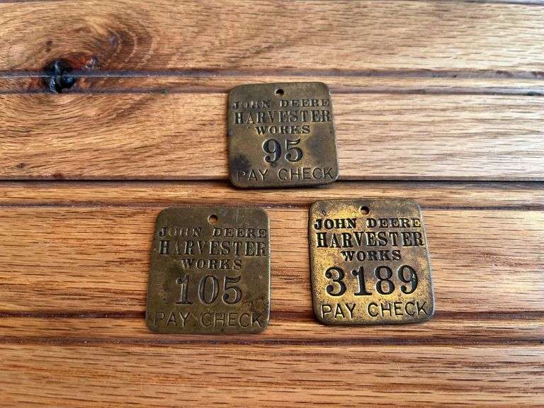 (3) John Deere Harvester Works Tool Tags image
