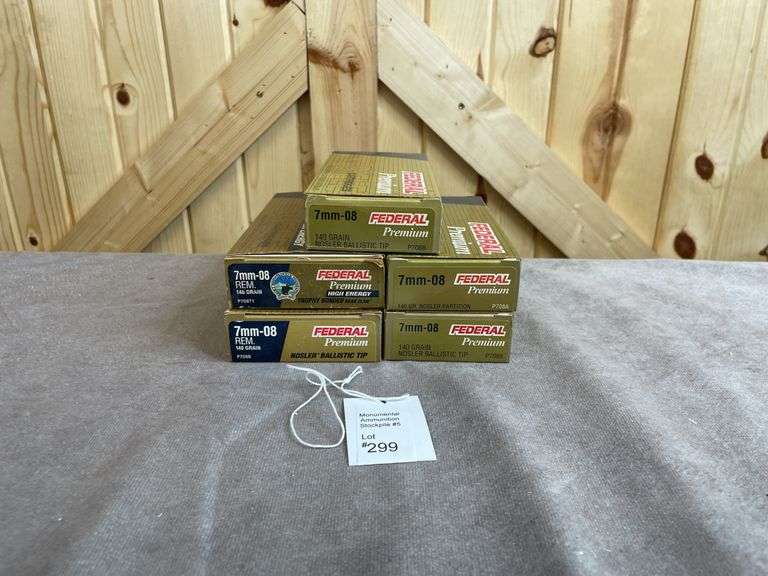 5 Boxes Federal Premium 140 Gr. BT, Partition, Trophy Bonded 7mm-08