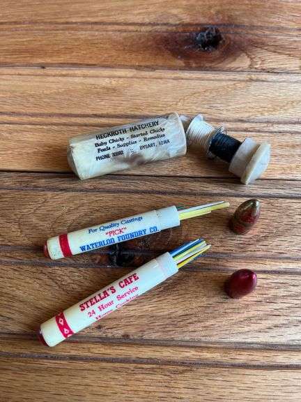 (3) Advertising Toothpick Holders + Sewing Kit