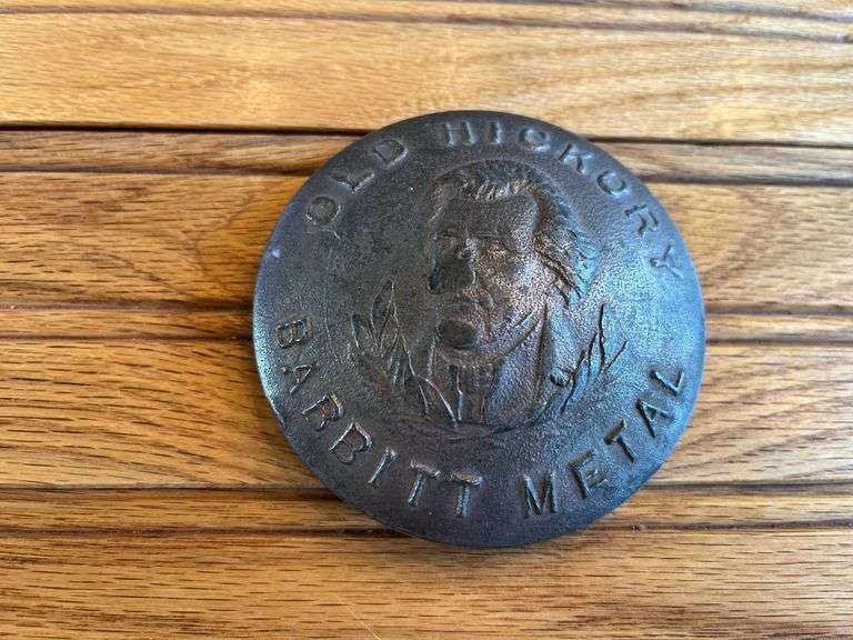 (2) Babbitt Metal Paperweights