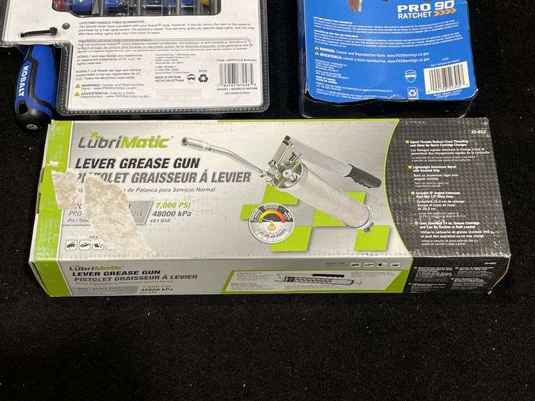(3) Screwdrivers, Ratchets, Grease Gun NIB