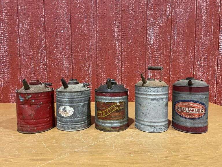 (5) Vintage 1 Gallon Fuel Cans image