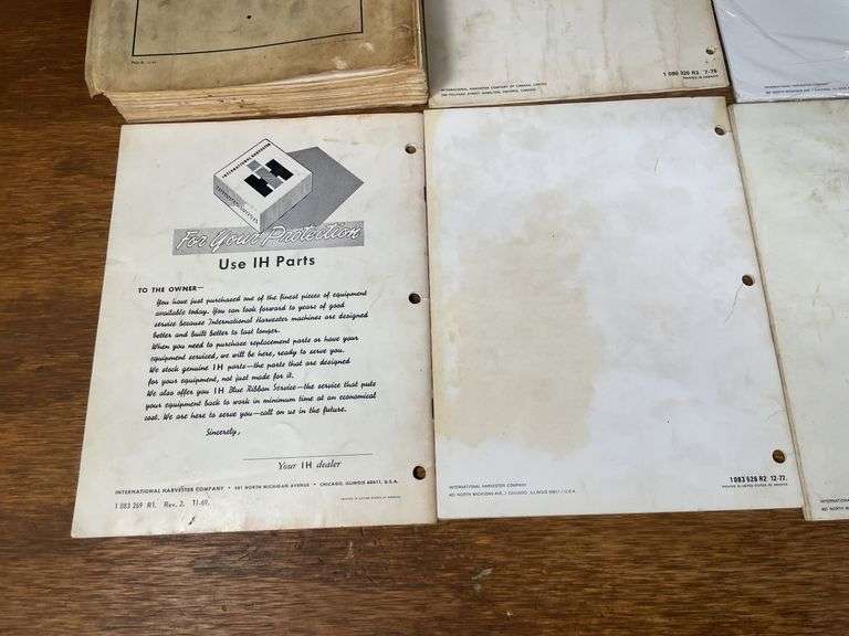 (8) IH Plow Manuals