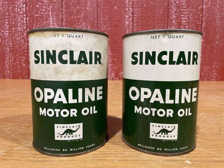 (2) NOS Sinclair Opaline Motor Oil Cans image