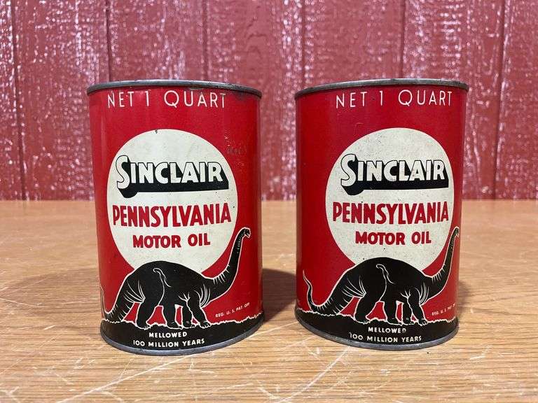 (2) 1 Quart Sinclair Pennsylvania Motor Oil Can image