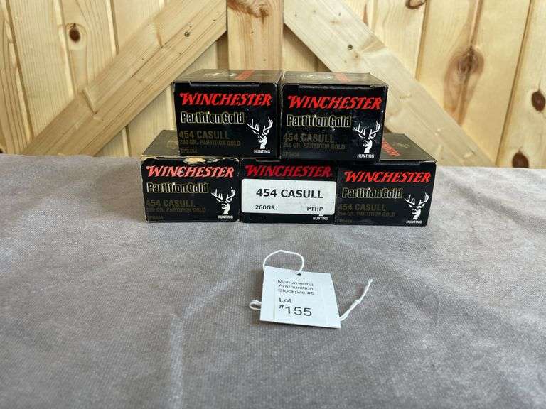 5 Boxes Winchester 260 Gr. Partition Gold .454 Casull